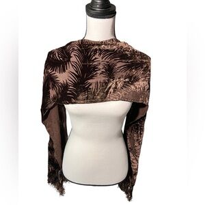 Beautiful Tone on Tone Jones New York Brown Velvet Scarf, approx. 9”x70”